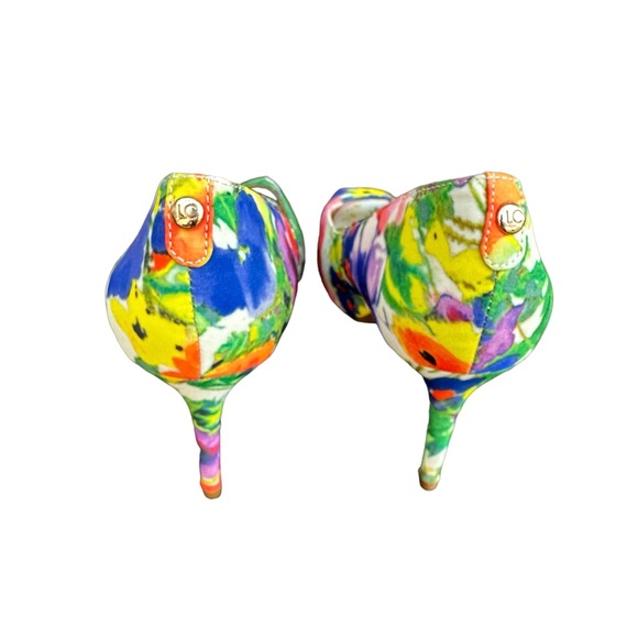 Liz Claiborne multicolored Floral print open toe heels. Sz. 8 - Picture 6 of 8